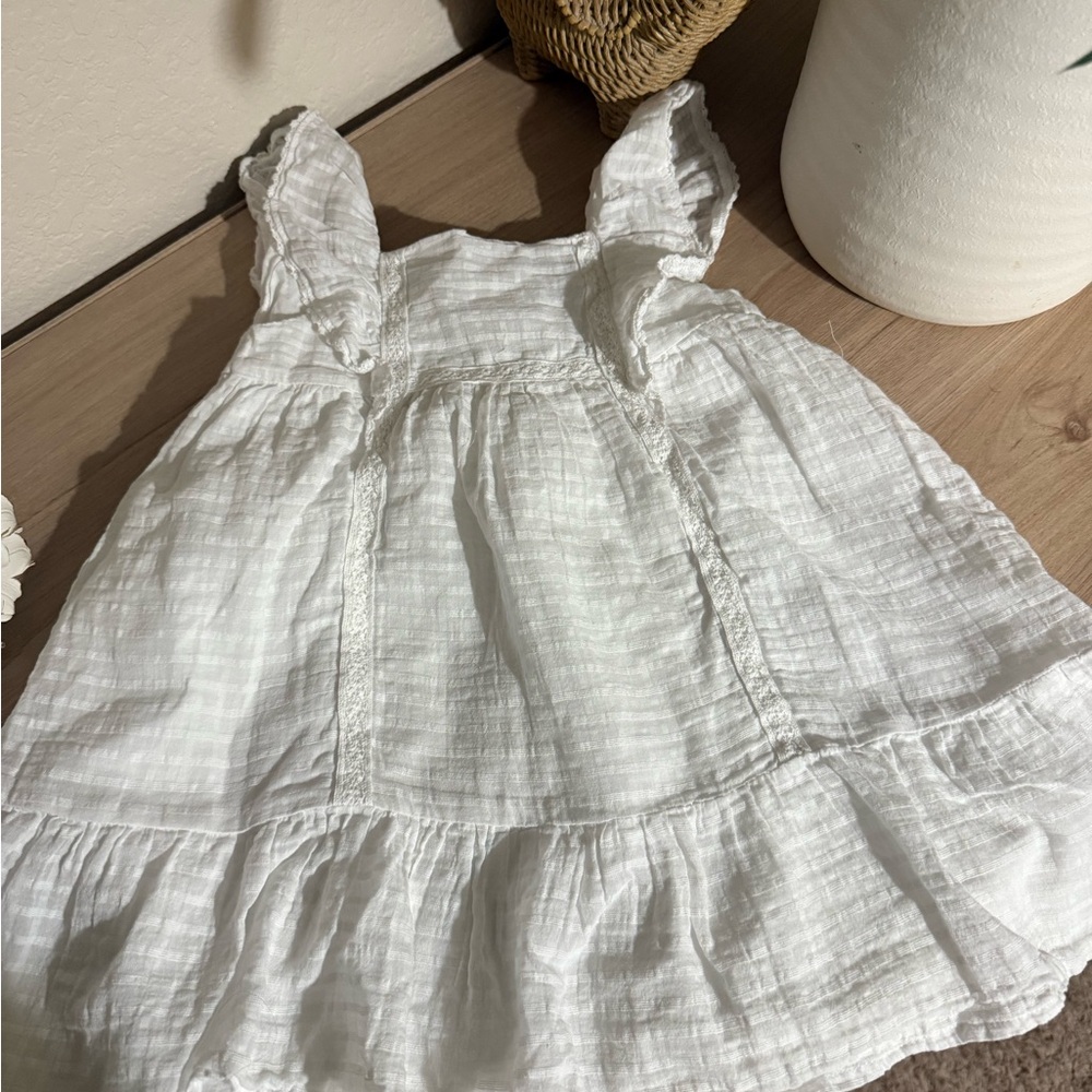 Janie and Jack White Textured Ruffle Dress
